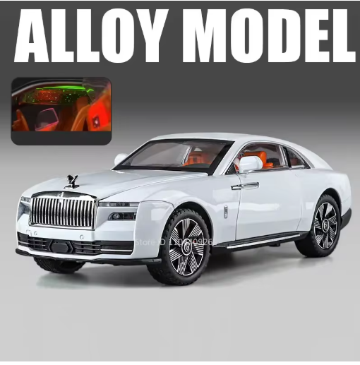 1:24 Rolls Royce Spectre Alloy Diecast Car Model – Sound & Light, 5 Doors Open, Luxury Collectible Toy Car for Kids & Gifts