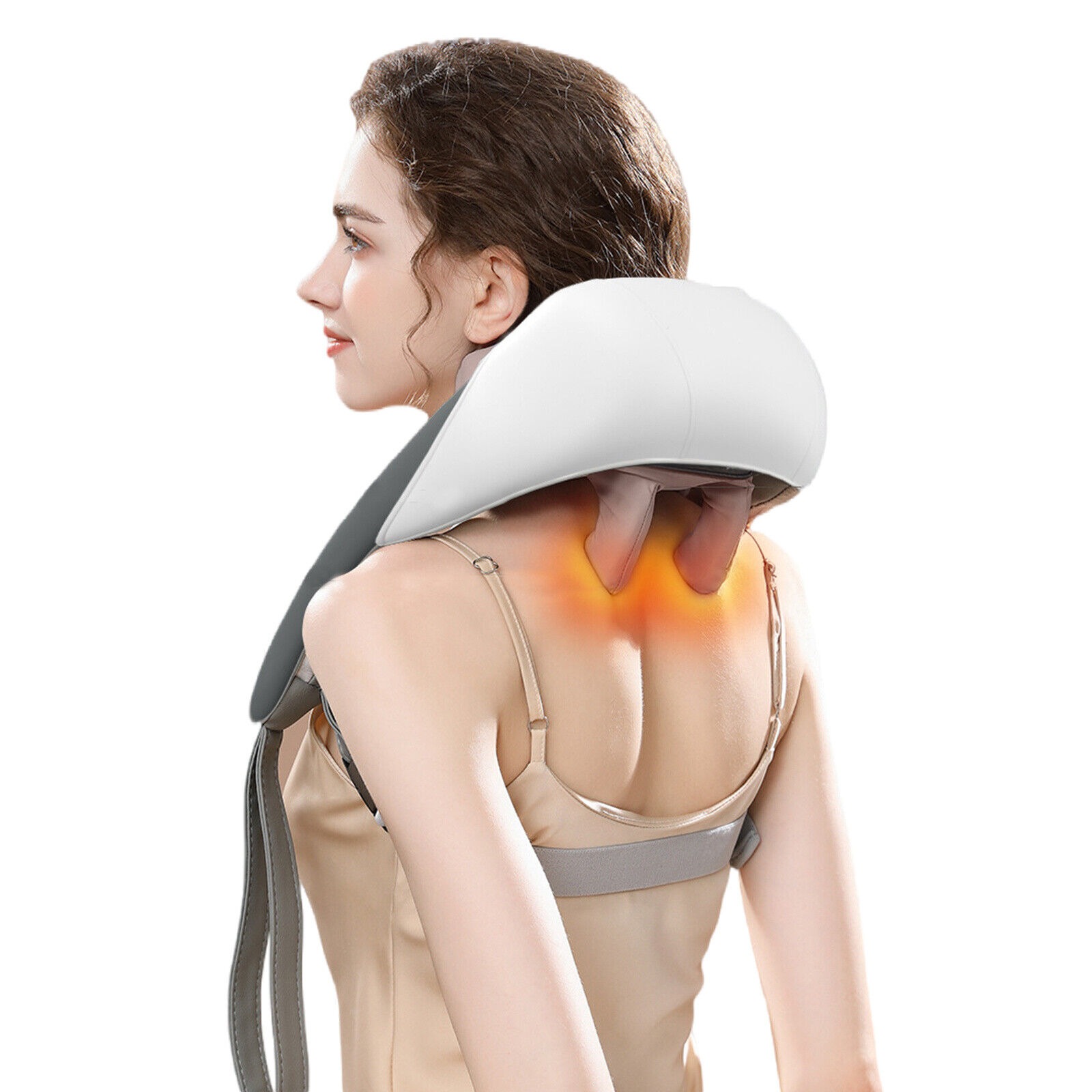 Rechargeable 5D Kneading Neck Shoulder Back Massager | Electric Deep Tissue Massage Machine with Adjustable Heat | Shiatsu Cervical Massager for Muscle Pain Stiffness Relief | Portable Wearable Full Body Relaxation Device