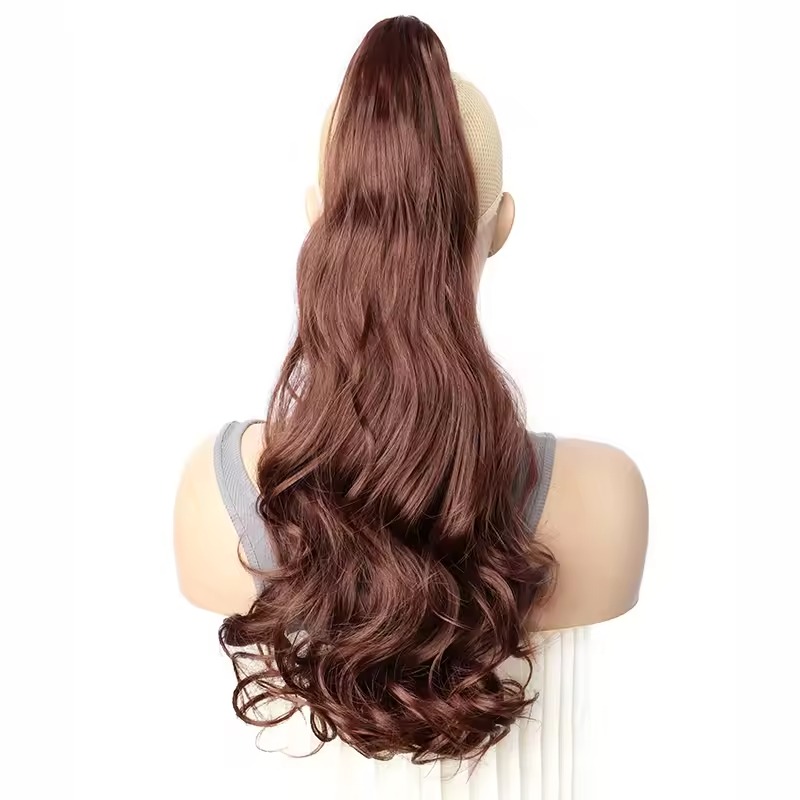 Synthetic Long Straight Claw Clip On Ponytail Hair Extensions 50cm Heat Resistant Pony Tail Hair piece For Women Daily Party