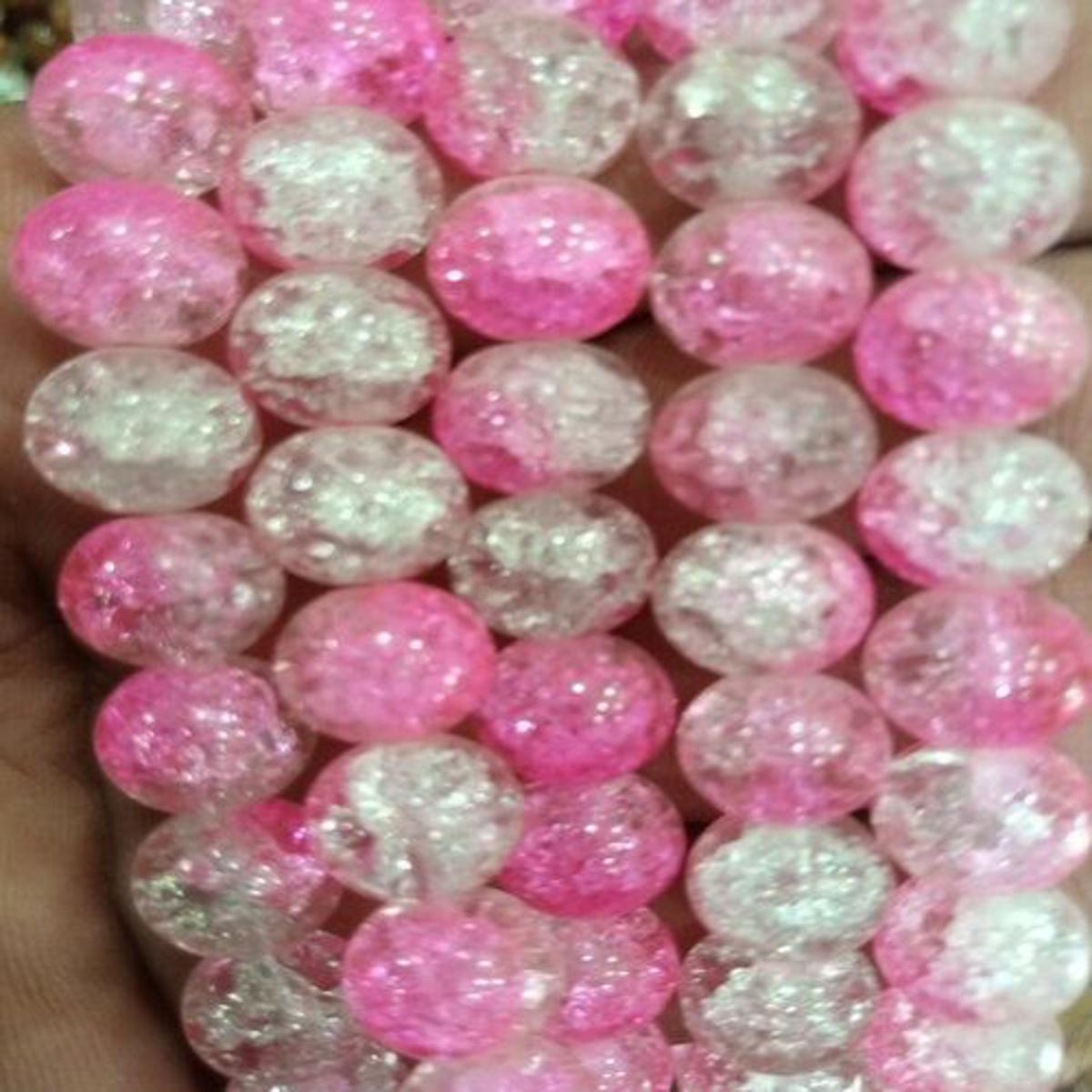 T.pink colour crystal ice design beads string for sale in very reasonable price