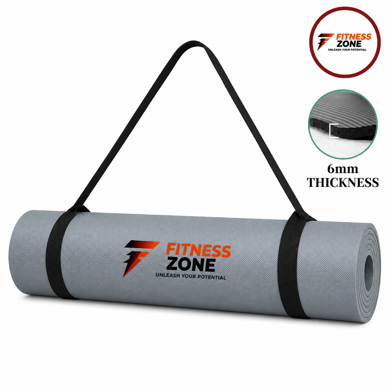 Yoga Mat 6mm Anti-Slip Exercise Mat for Men & Women – 72 x 24 Inch (183 x 61 cm) High-Density EVA Gym Mat for Home Workout, Yoga, Stretching & Pilates | Free Shoulder Carry Strap
