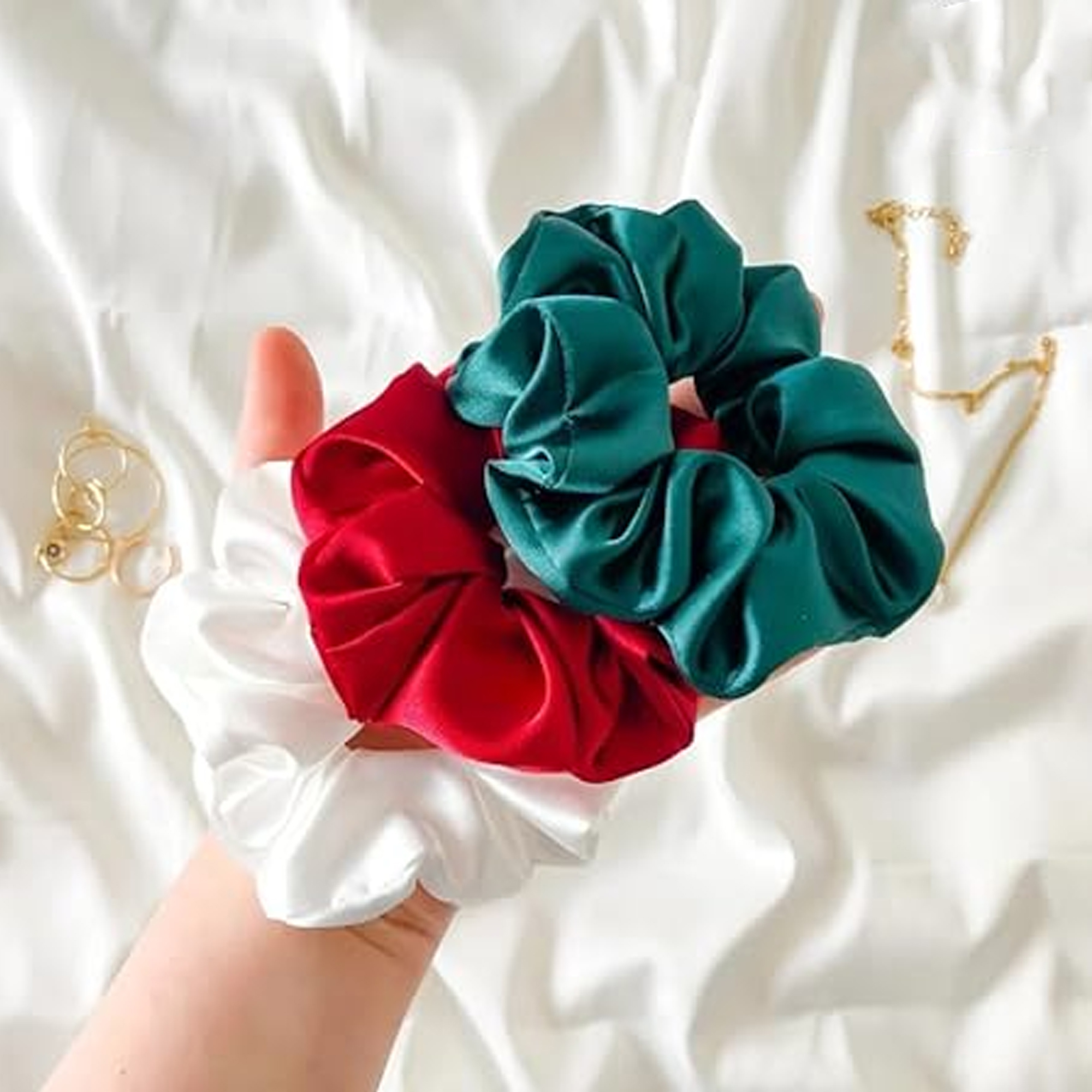 12Pcs/Set Korean PREMIUM Silk Satin Scrunchies Girls Elastic Hair Band Ponytail Holder Ties Headband Solid Color Head Rope Hair Pain-free soft ponytails silk hair ties soft Luxury Satin Scrunchies elegant fluffy scrunchies for women and girls