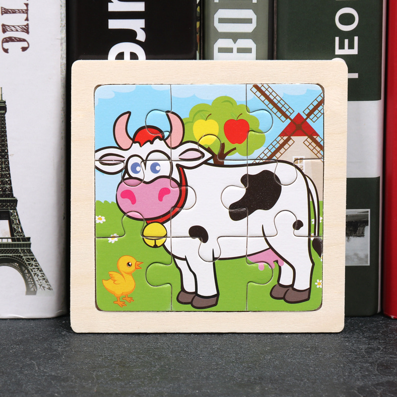 Montessori Wooden Picture Puzzles for Kids — 12 Colourful Animal Boards, 9-Piece Each for Hand-Eye & Problem Solving