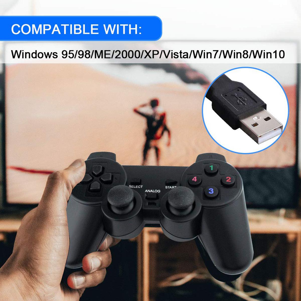 UCom Wired Game Controller Gaming Joypad Joystick USB Gamepad Joy stick Game pad Joy pad For Win7/8/10 XP For PC Laptop Vibration Gamepads