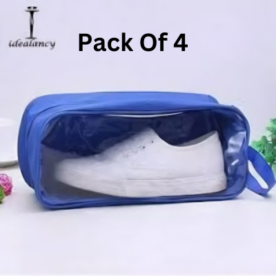 Pack of 4 - Travel Shoe Organizer Storage Bags with Drawstring Closure