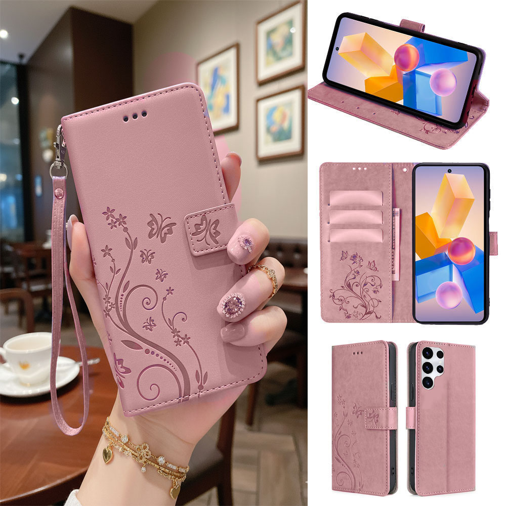 Butterfly Floral Leather Wallet Case for Samsung S26 Ultra – Flip Cover, Magnetic Closure, Full Protection