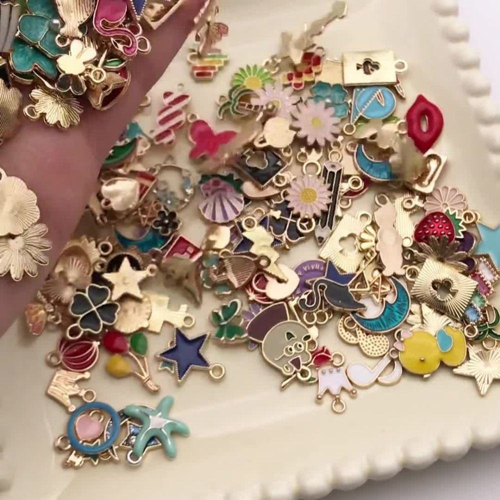 10/50 Pcs Mixed Enamel Charms – Daisy, Sakura, Heart & Star Pendants | DIY Jewelry Making Accessories for Bracelets, Earrings, Necklaces & Crafts By SAMS Arts and Craft