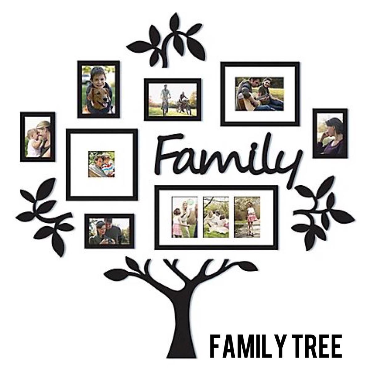 New Family Tree Photo Frame 3D Wooden wall décor 3mm thickness Wooden Wall Art - 36*36 Inches Removable Family Photo Frame Tree Wall Decals Posters Wall Stickers Flower Mural Art Picture Home Décor - Family Tree with Frames