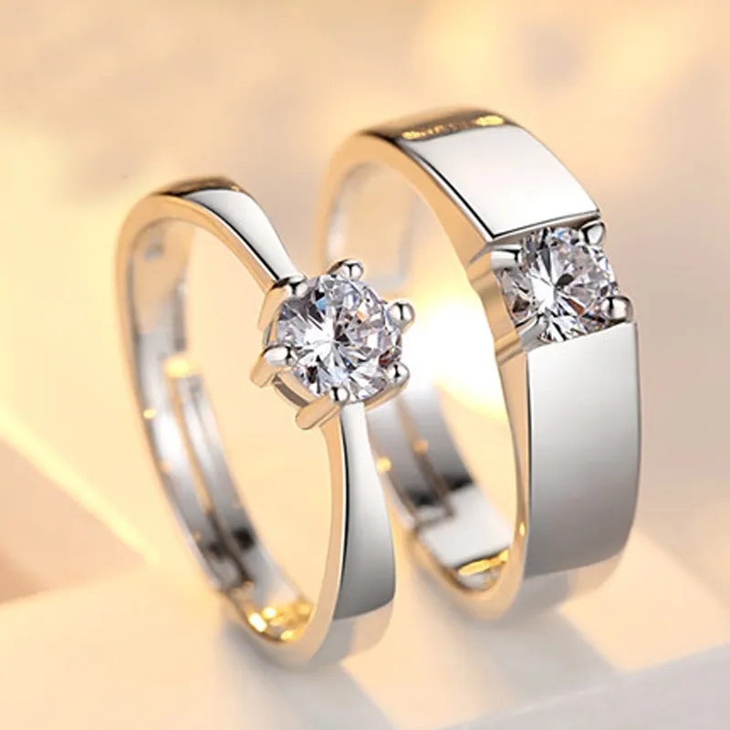 Classic Couple Rings For Men Women CZ Stone Trendy Wedding Lovers' Ring