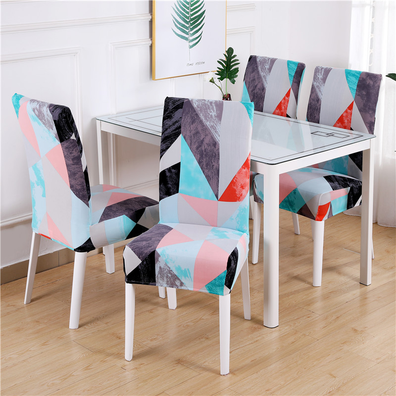 Geometric Chair Cover Dining Room Elastic Spandex Office Dustproof