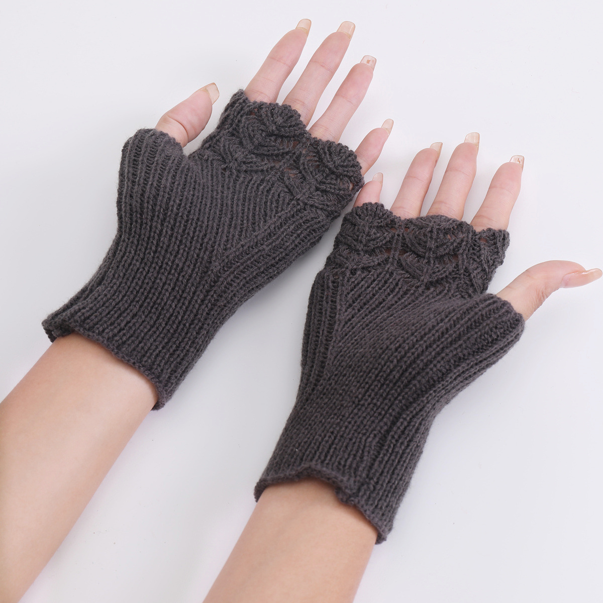WHOLEWOOLS Half Finger Gloves for Women Winter Wool Fingerless Gloves Knit  Fingerless Gloves Open Finger Gloves