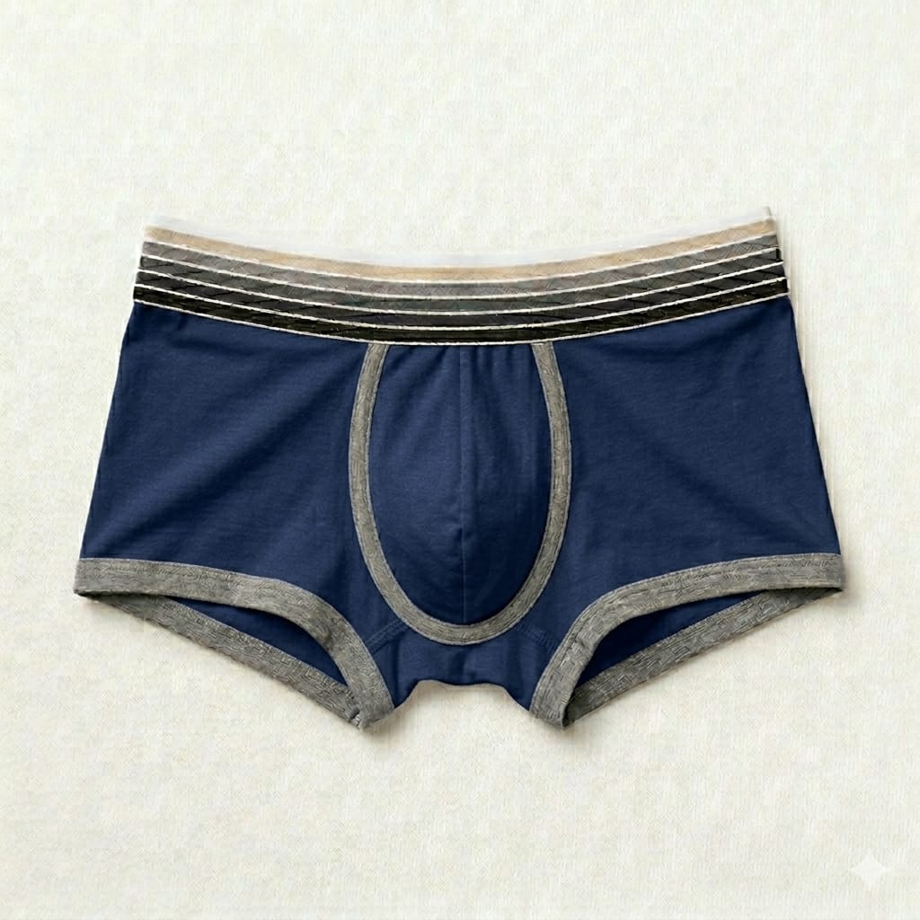 Premium Cotton-Blend Men’s Trunks Boxer Underwear| Ultra-Soft Breathable Cotton Trunks with Contrast Piping & Striped Waistband