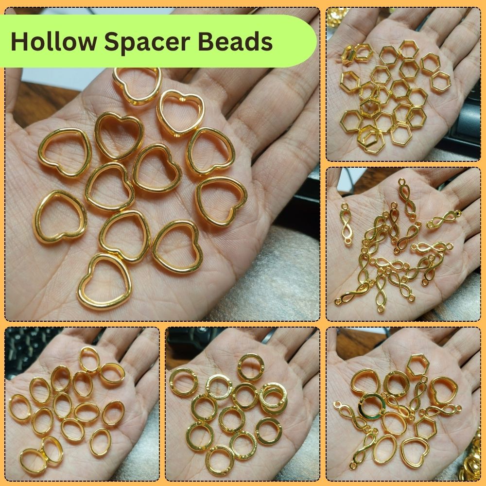 50 Pcs Hollow Spacer Beads Shape Plastic Charms For Bracelet Making Jewlery Making DIY Kids Jewlery Making Charms Beads Hollow Ring Spacer Plastic Beads For Jewelery Making Jewellery Making Beads Golden By SAMS Arts online in pakistan wholesale Price