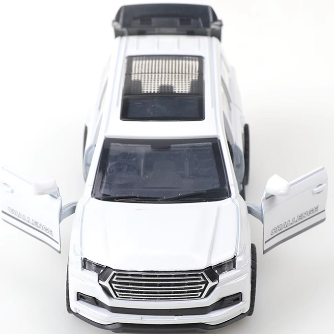 White Lexus Land Cruiser Prado Model Car - Diecast Toy with Alloy Body, Openable Hood & Doors, 5 Inches