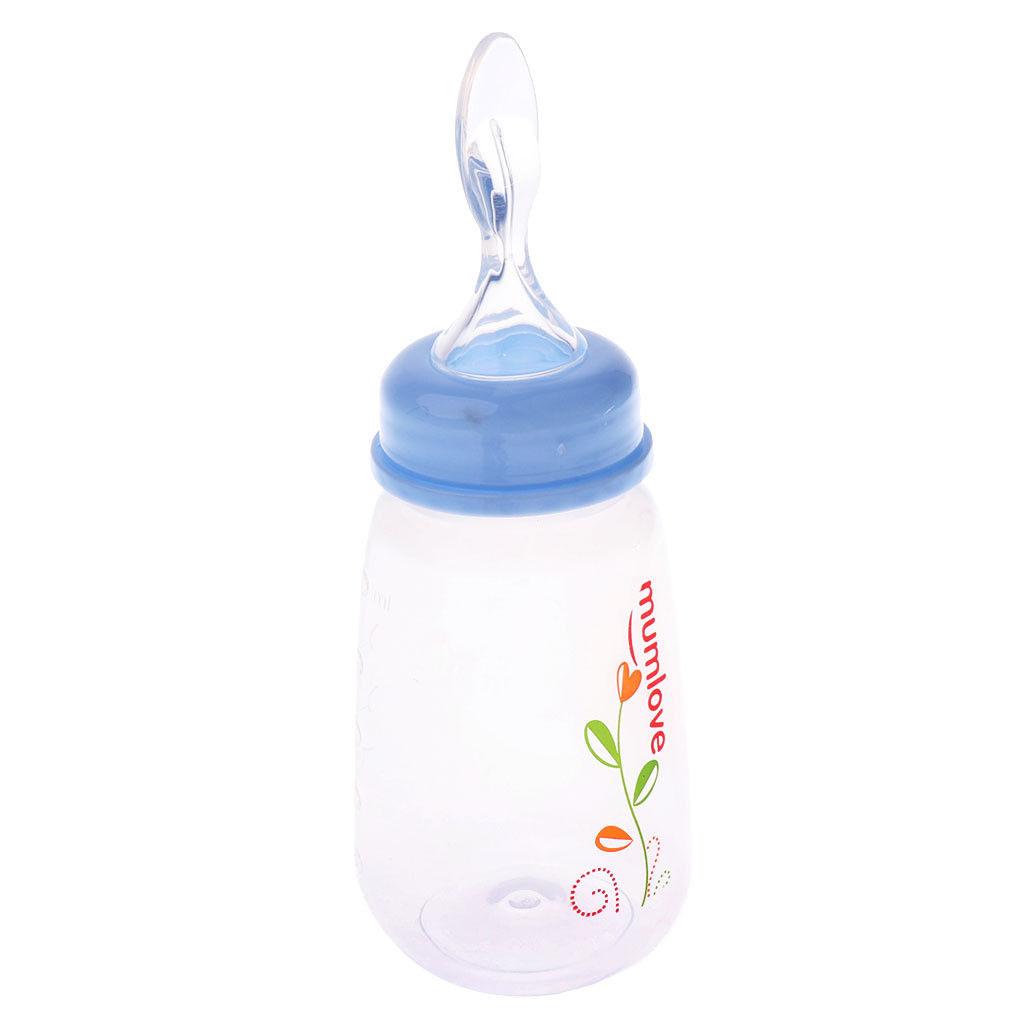 Baby Silicone Squeeze Feeding Bottle With Spoon Food Rice Cereal