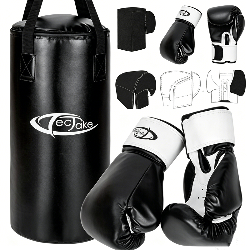 Baseball Wooden light weight 32" Inch Wooden Boxing Punching Bag With Chain Boxing Gloves And Hand Bandage Boxing kit Full Set For Men Adults