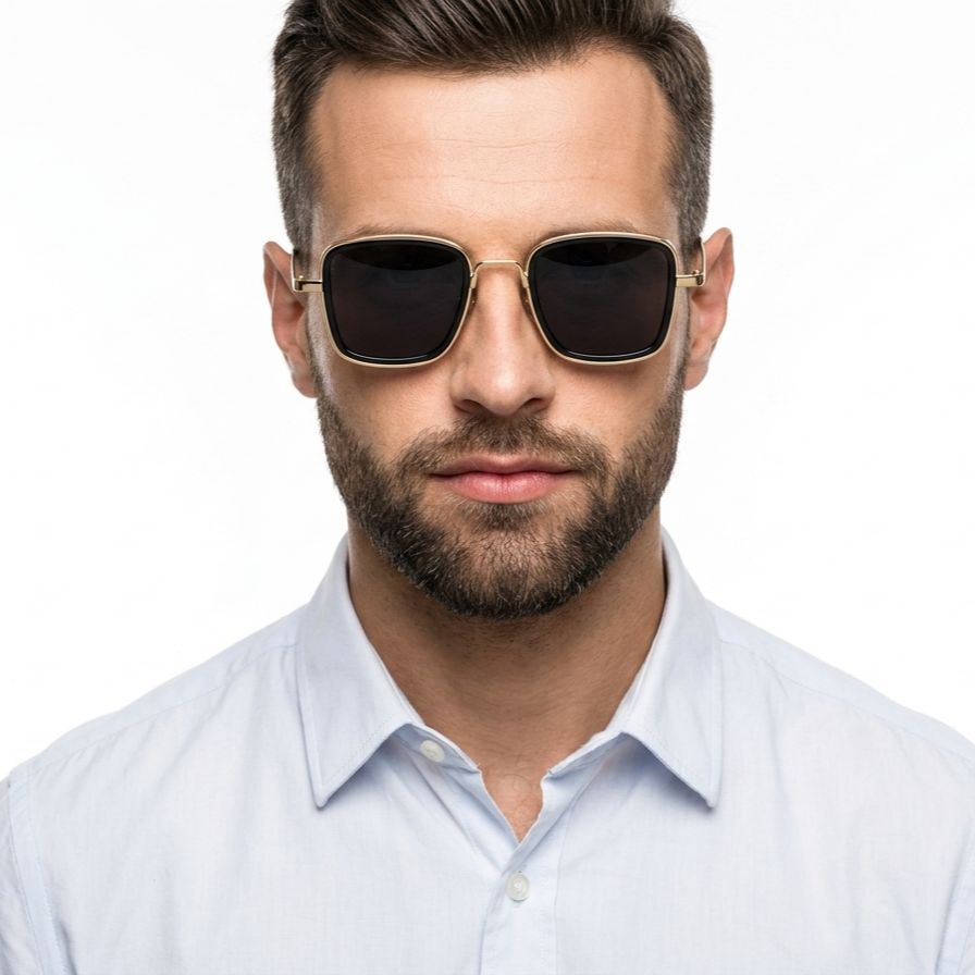 Latest and Stylish Square Shape Sun Glasses For Men in Kabir-Singh Style Kabir Singh Sunglasses For Men with Metal Frame in Black and Brown Lenses Adults Size Eyewear Frame