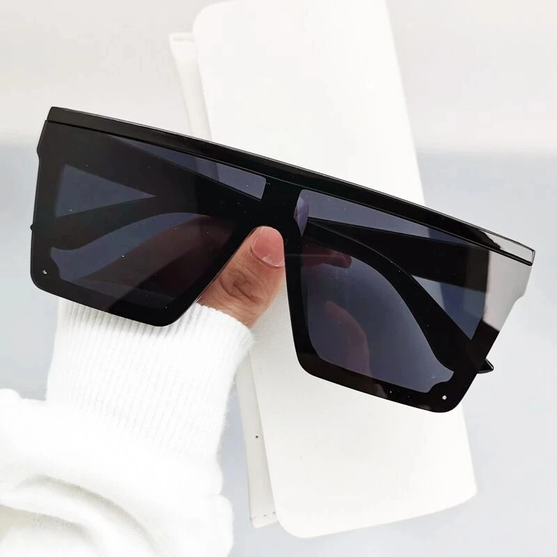 Eldorado Square Oversized Sunglasses for Women Men Square Gradient Lens Vintage Style | Rimless Sunglasses Men Women