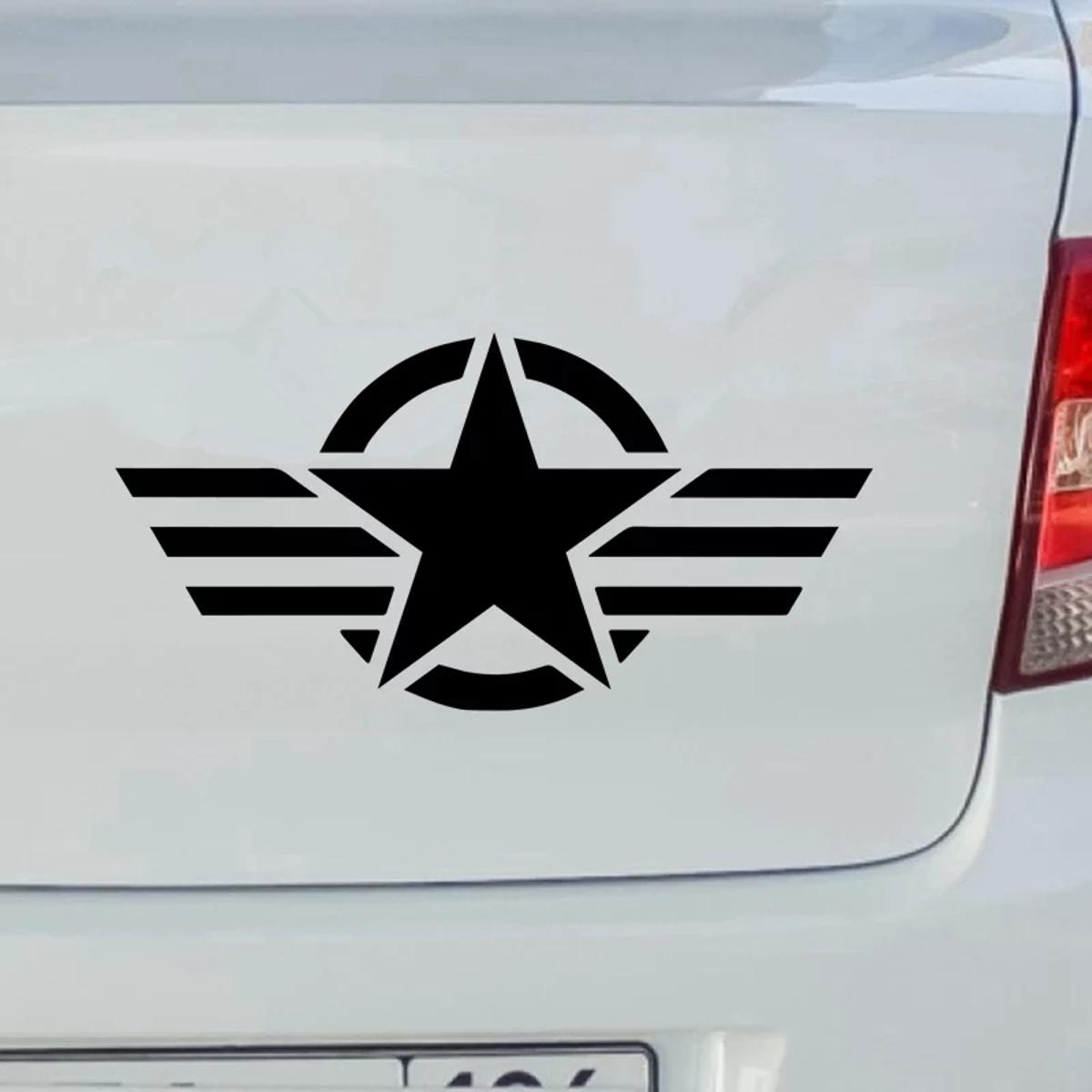 Military Star Car Sticker (Black)5X10 Inches, Auto Vinyl Diy Decal  Automobile Sport Styling Decoration Car Tuning Accessories, Auto Decoration