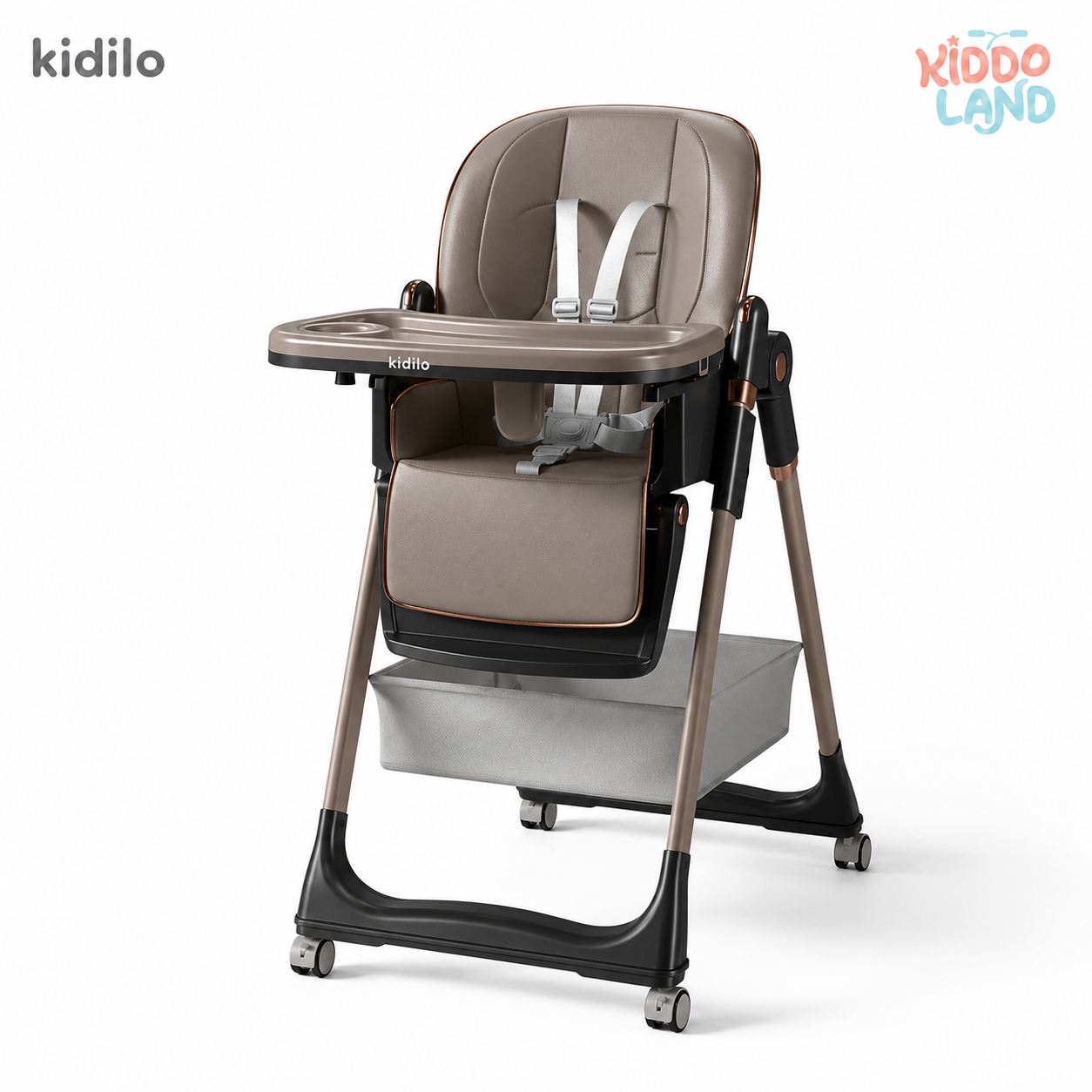 Kidilo Baby High Chair Adjustable Dining Feeding Chair with Removable Tray & Safety Belt Foldable Kids Highchair 8122