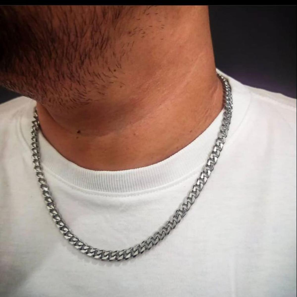 AlRashid Shopping Store Silver Stainless Steel Chain Necklace Hip Hop for Women Men on The Neck Fashion Jewelry Accessories