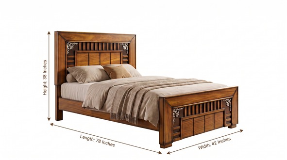 Woodex Furniture Single Bed – Solid Kikar Wood Wooden Bed | Modern King-Style Single Bed | Strong & Durable Bed Frame | 78×42×38 Inches