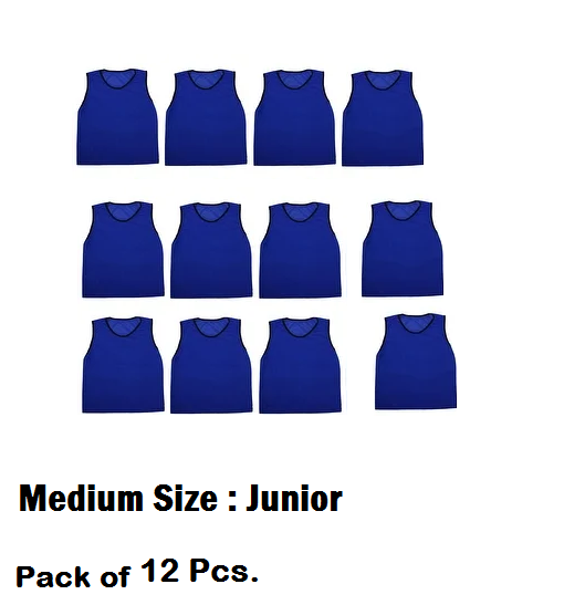 Football Bibs Vest In Mesh Training Vest  football hockey vest Blue 12 Pcs. Junior size