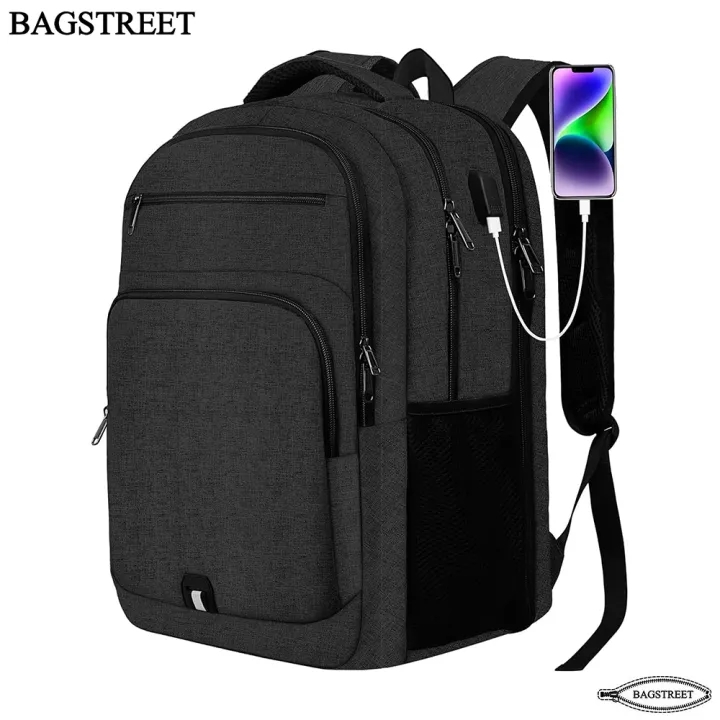 BAGSTREET Classic Laptop Backpack 17.3" Inches with USB Port, Water Proof, Shock Proof, Unisex Travelling Backpack 42L Extra Large Backpack, Anti Theft TSA Flight Approved Laptop Backpack for Men Women - BS-2335
