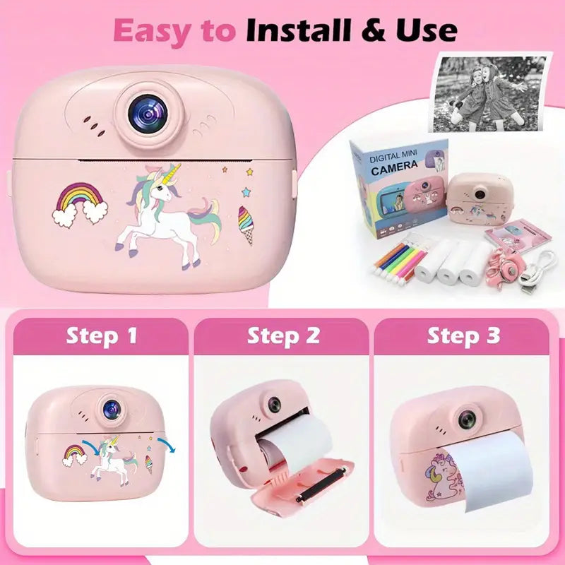 Instant and thermal Printing Cameras for Kids Printing Instant Photo Printers with Video Capabilities | Dual Lens Digital Camera with Thermal Printer, Selfie Camera, Games & Mini Portable Inkless Printer best birthday gift  for kids baby boy and girls