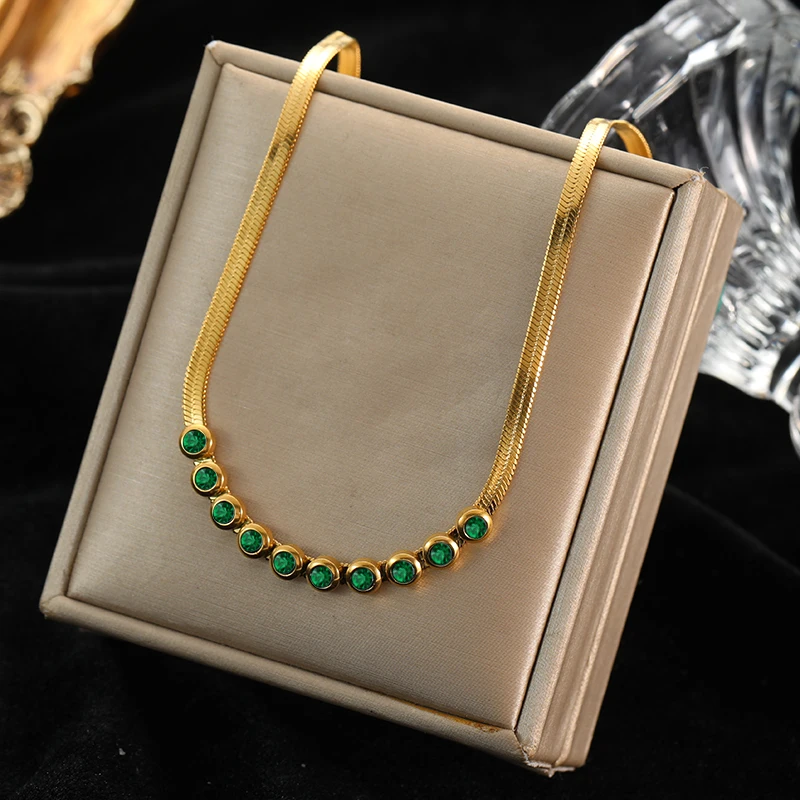 Al Asar Trends 2024 new Stainless Steel Gold Color Zircon Necklace For Women Simple Style Chain Choker Fashion Wedding Necklaces Jewelry