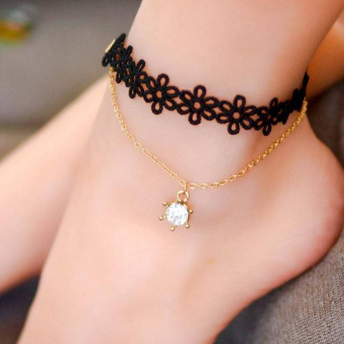 black foot bracelet