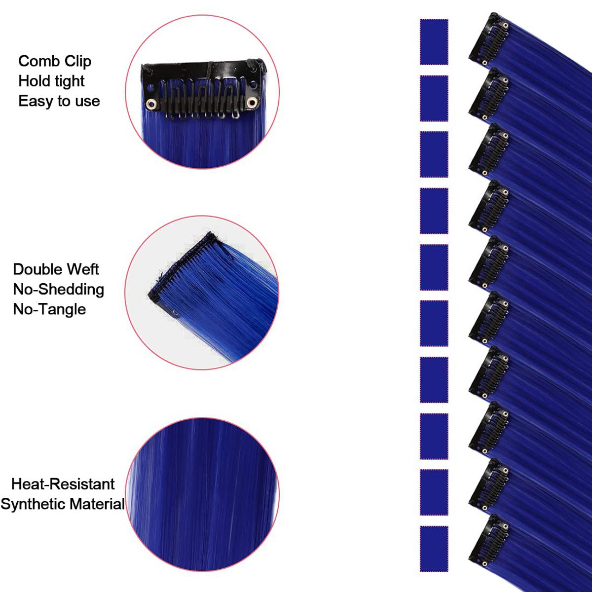 Pack of 10 Hair Mini Extensions Blue