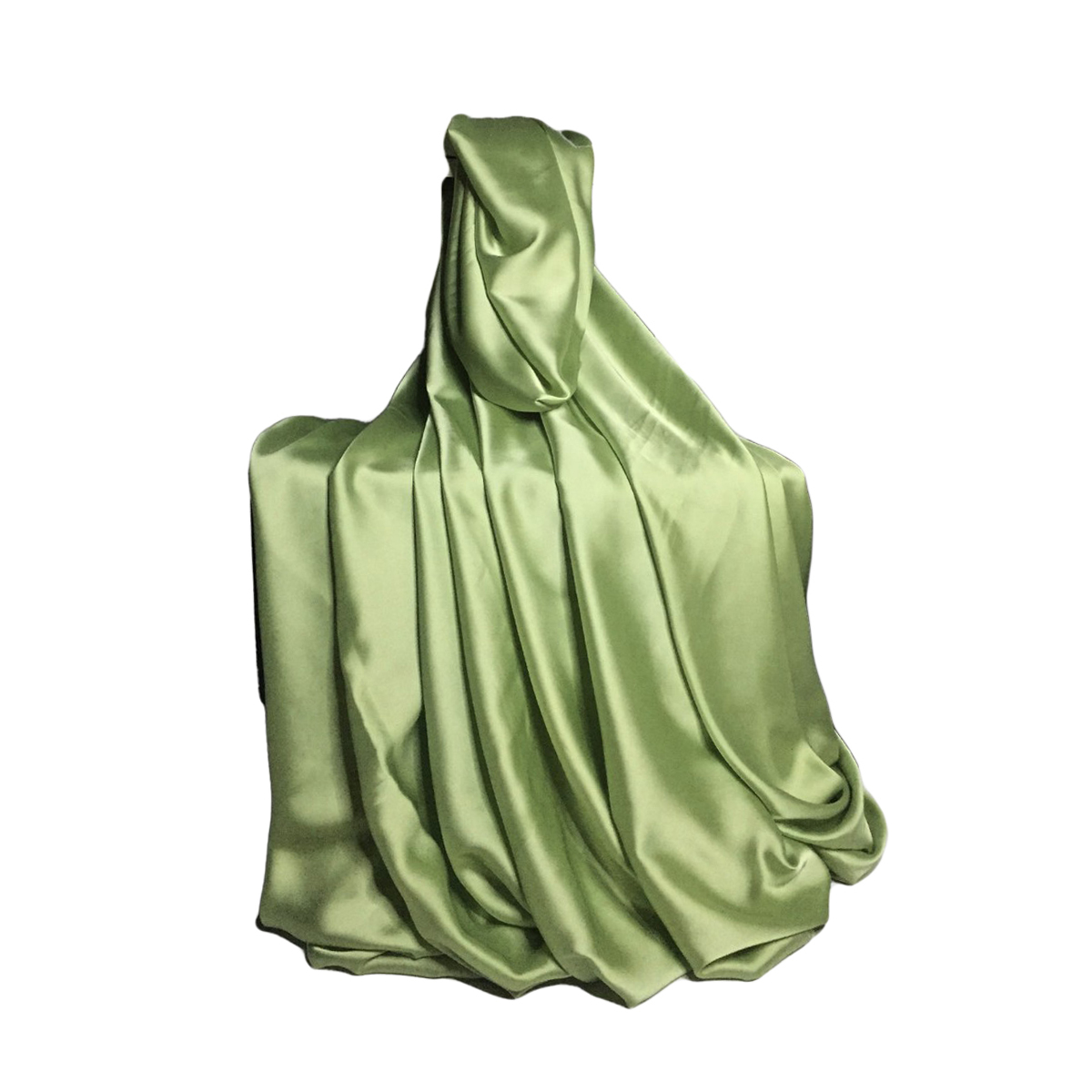 Inayat Arts Plain Shamose Silk in Light Olive Green color used for inners, shirts, blouses, and womens fashion design dresses.