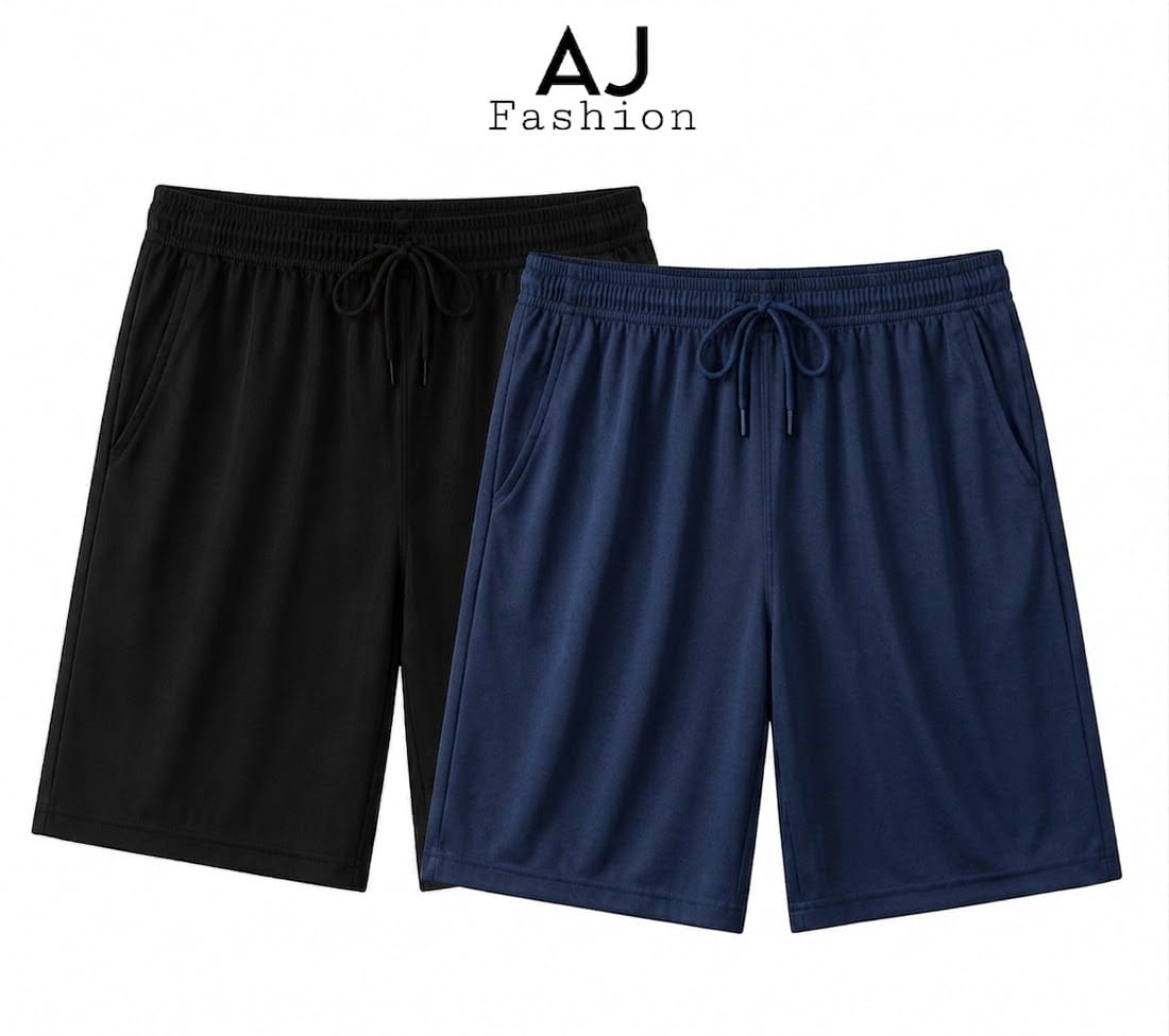 AJ Fashion | Pack Of 2 Man Sweat Shorts | Cotton Jersey | Premium Quality | Casual Wear | Comfortable | With Side Pockets | Relaxed Fit | For Man And Boys