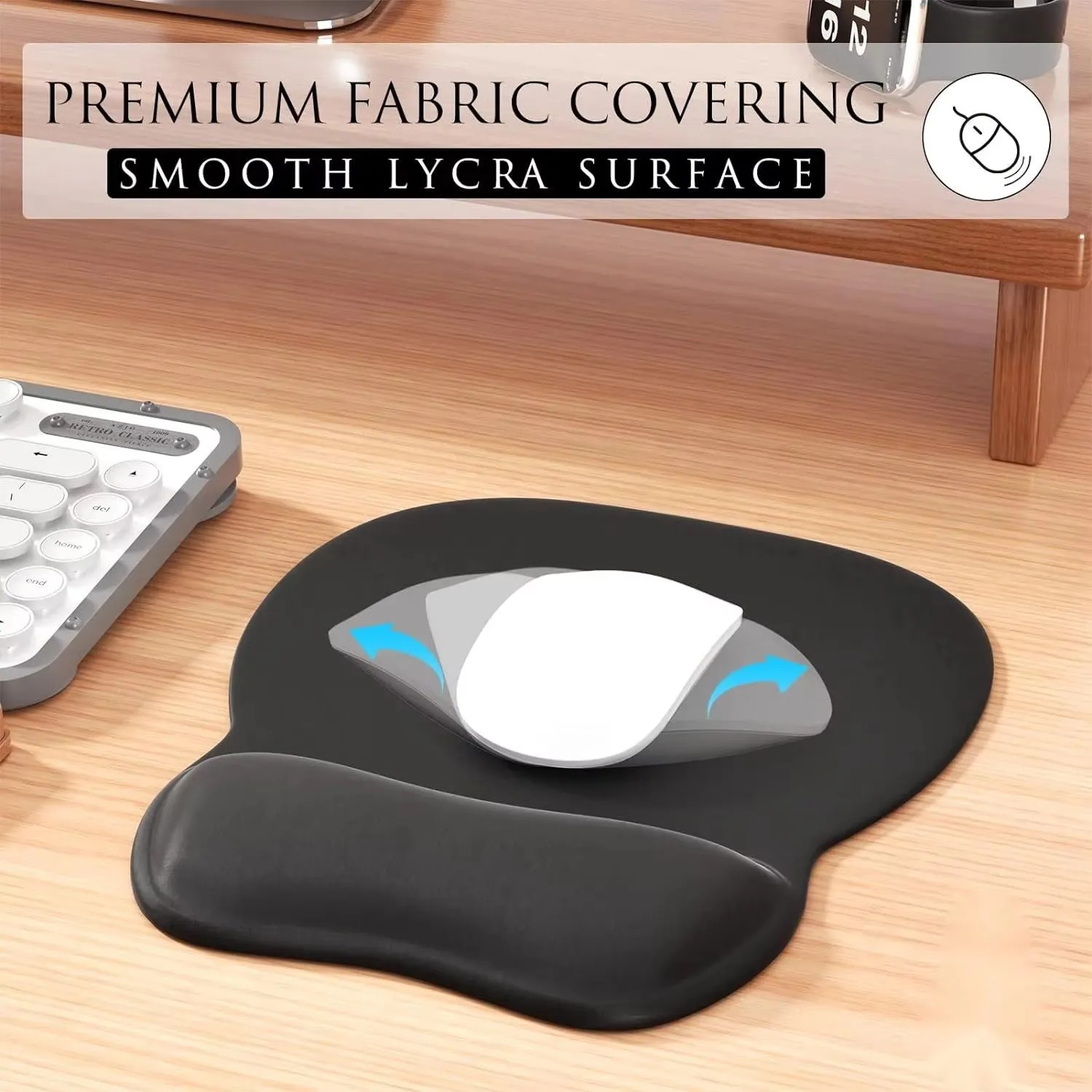 H08 Gel Mouse Pad with Wrist Rest Ergonomic Memory Foam Mouse Pad Non Slip Wrist Support Mousepad for Office Computer Laptop Gaming