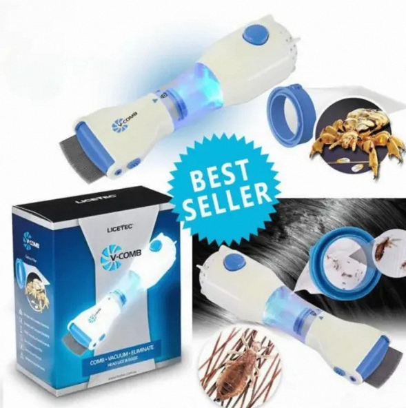V Comb - Anti Lice Electric Comb - Head Lice Machine with Filters - Lice Removal Machine - Anti Lice Machine with Steel Comb - Rechargeable Anti Lice Comb with 4 Filters - Lice Egg Removal Machine V Comb Electronic Head Lice Removal Machine Anti Lice Mach