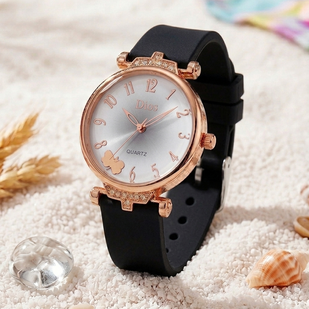 Aesthetic Elegant Girls Watch - Silicon Strap with Beautiful Dial - Perfect Gift for Women & Girls - Available in Multicolors