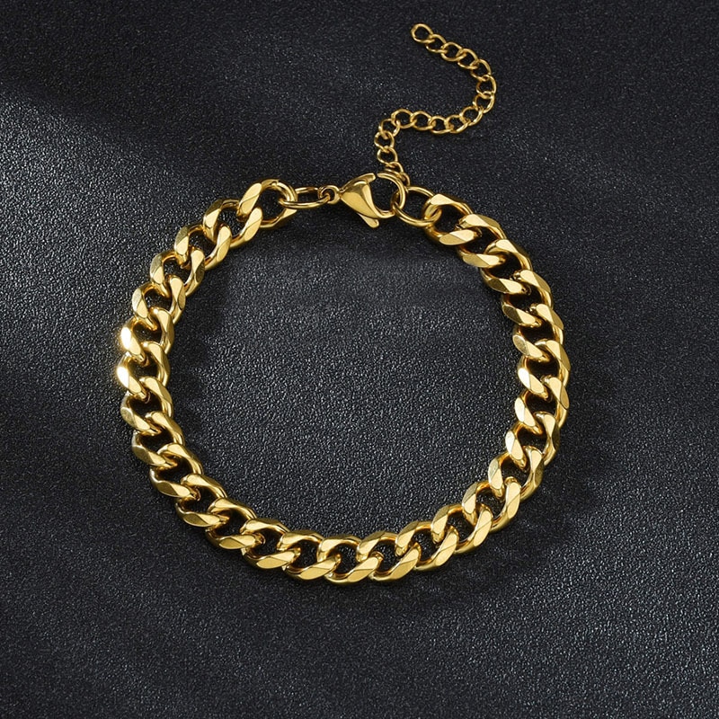 Bracelets High Quality Stainless Steel For Men & Woman Black Silver Gold  Color Punk Curb Cuban Link Chain Bracelets On the Hand Jewelry Gifts trend