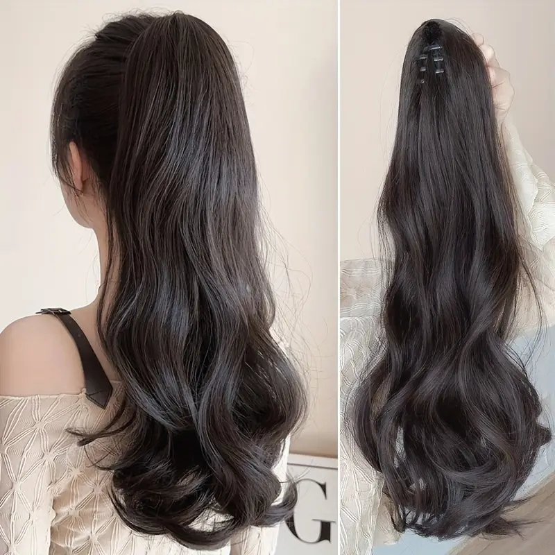 Long Curly Wavy Clip-In Ponytail Extensions for Any Occasion! Perfect for Eid, Barat, Shadi, & Birthdays: Stylish Synthetic Ponytail Extensions