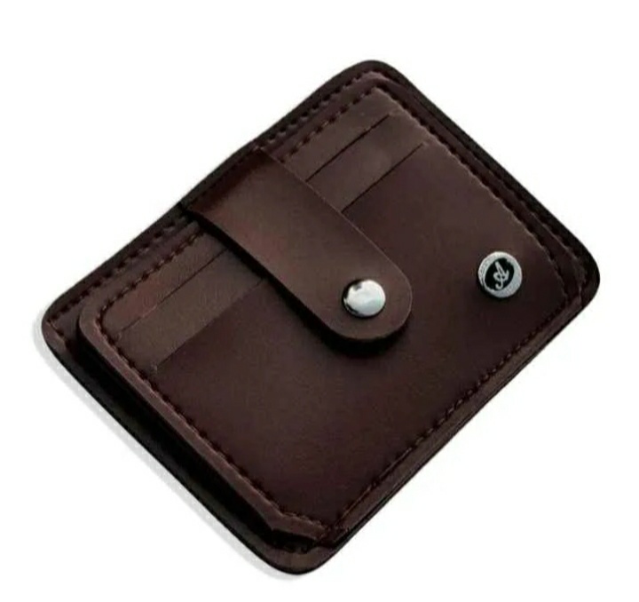New Slim 9 Pockets Button Down Card Holder Mini Zipper PU Leather Wallet for Men's