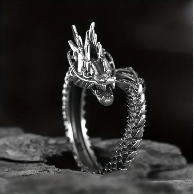 Elegant Dragon Design Alloy Ring, Unisex, Suitable for Gift | Single Ring Style