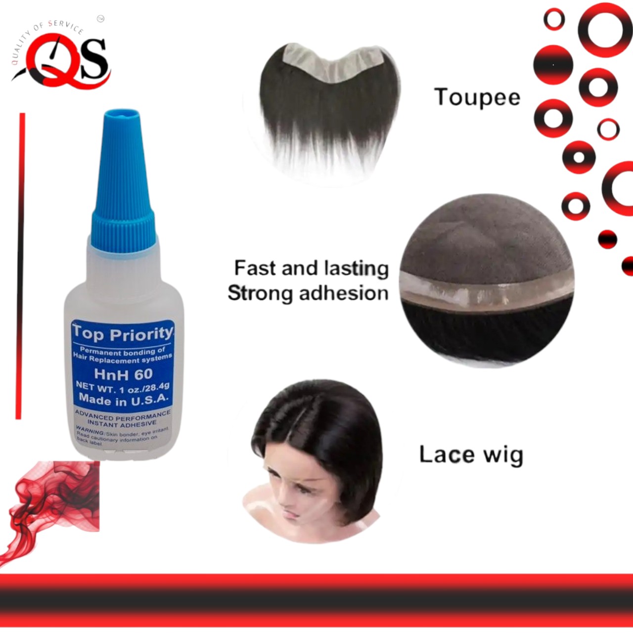 Wig Glue for Hair Systems - Extra Strong Liquid Adhesive for Lace Wigs, Toupees, Frontals & Hair Extensions - 30ml, 60ml, 100ml (HNH-60)