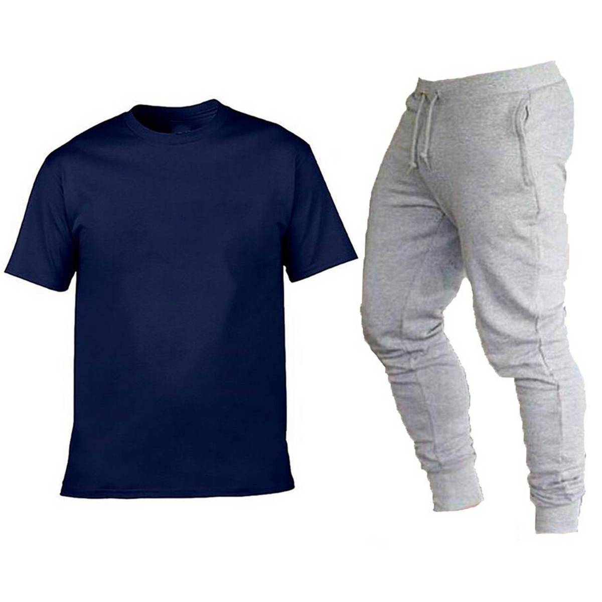 Plain Navy Blue T shirt And Grey 