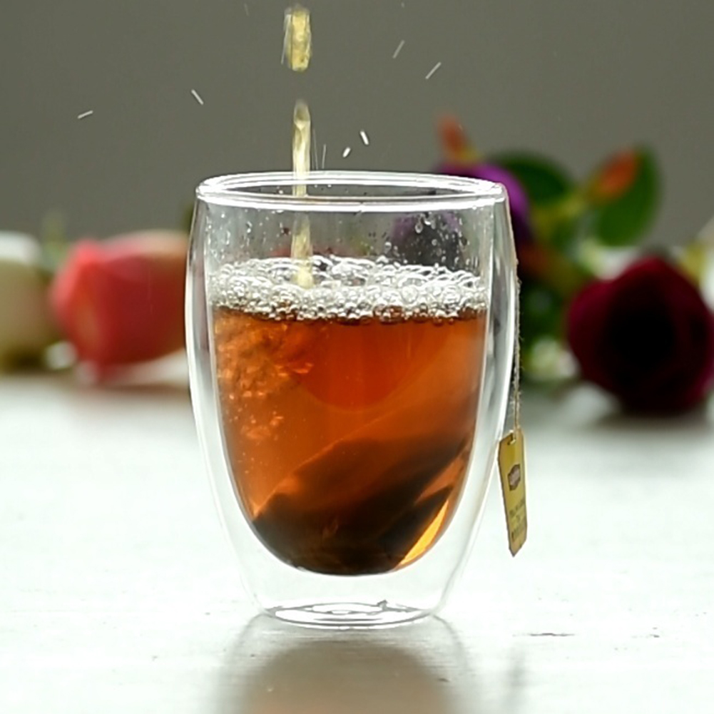 Heat Resistant Double Wall Glass Milk Coffee Water Juice Cup - 350Ml