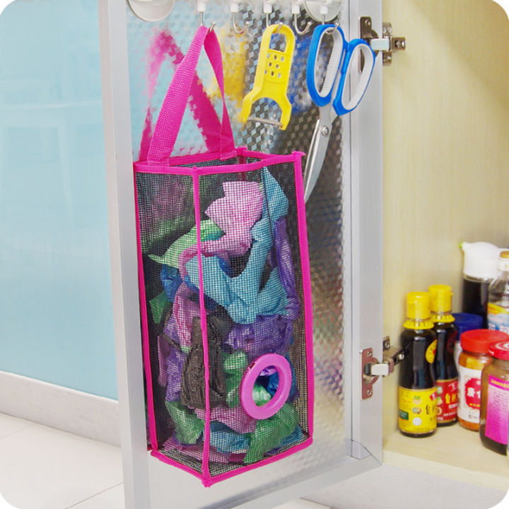 New Reusable Hanging Bag Holder for Storing Grocery and Plastic Bags in the Kitchen, Wall-Mount Mesh Bag for Plastic and Garbage Storage with Easy Access for Kitchen Use, Kitchen Storage Solution,Kitchen Accessories Tools