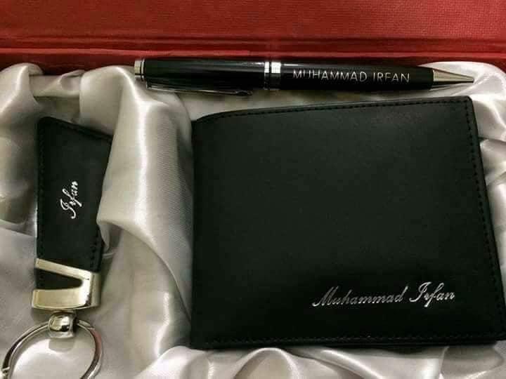 CUSTOMIZE NAME ON WALLET , KEY CHAINS , PEN WITH BOX PACKING (PERFECT GIFT TO SEND YOUR FATHER , HUSBAND , FIANCE OR ANY ONE)