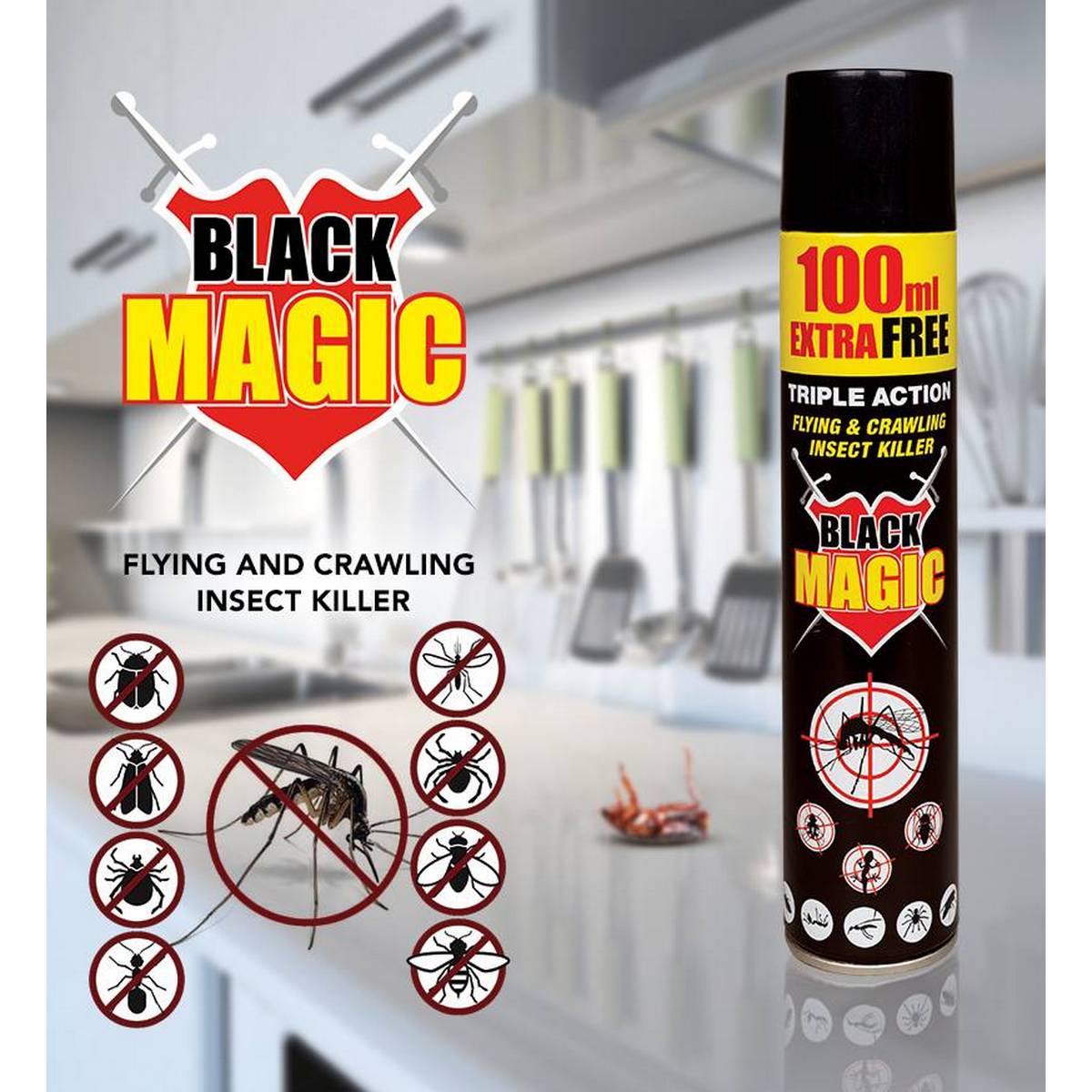 Black Magic Triple Action Flying & Crawling Insect Killer 400 ml