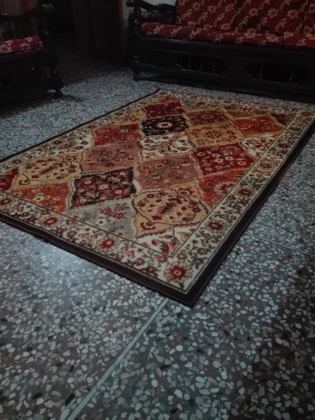 Living Room Carpet 4ft x 6ft, Digital Printed Polyester Microfiber Rug with Felt Protection, Multi-Color Center Piece