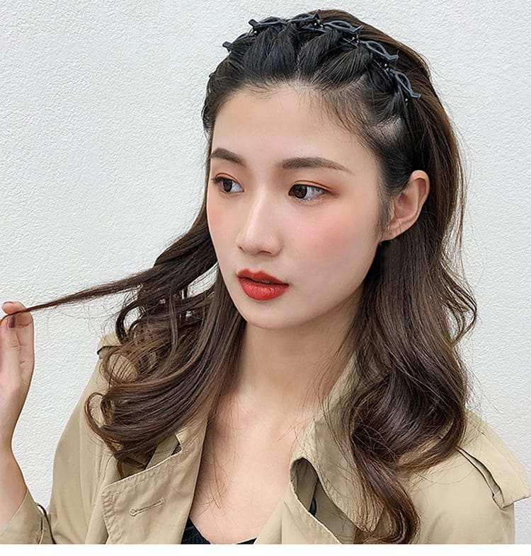 Double Bangs Hairstyle Hairpin Headband for Women Lady Hollow Braid Woven Bangs Clip HairBand Wedding Bride Hair accessories