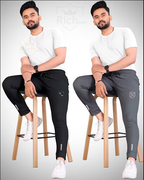 Pack of 2 Men Reflective logo Multicolor Trousers Gym Wear